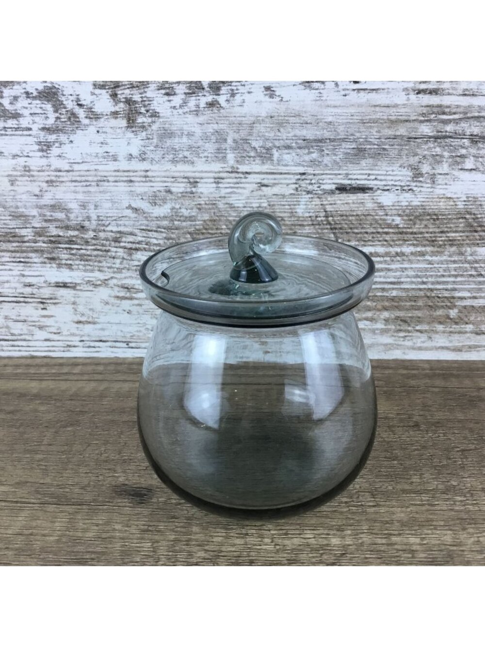 Smokey Glass Swedish Jam Jar With Lid Art Glass